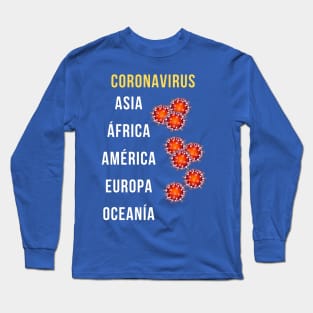 Continentes Infectados Covid-19 Long Sleeve T-Shirt